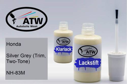 Honda, Silver Grey (Trim, Two-Tone), NH-83M: 20ml Lackstift + 20ml Klarlack - Set, von ATW Autoteile West.